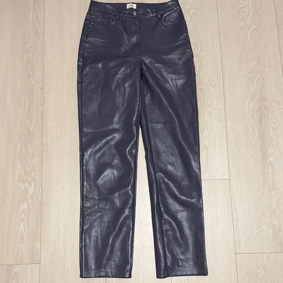 Wilfred Dark Gray Leather Straight Pants - Picture 2 of 9